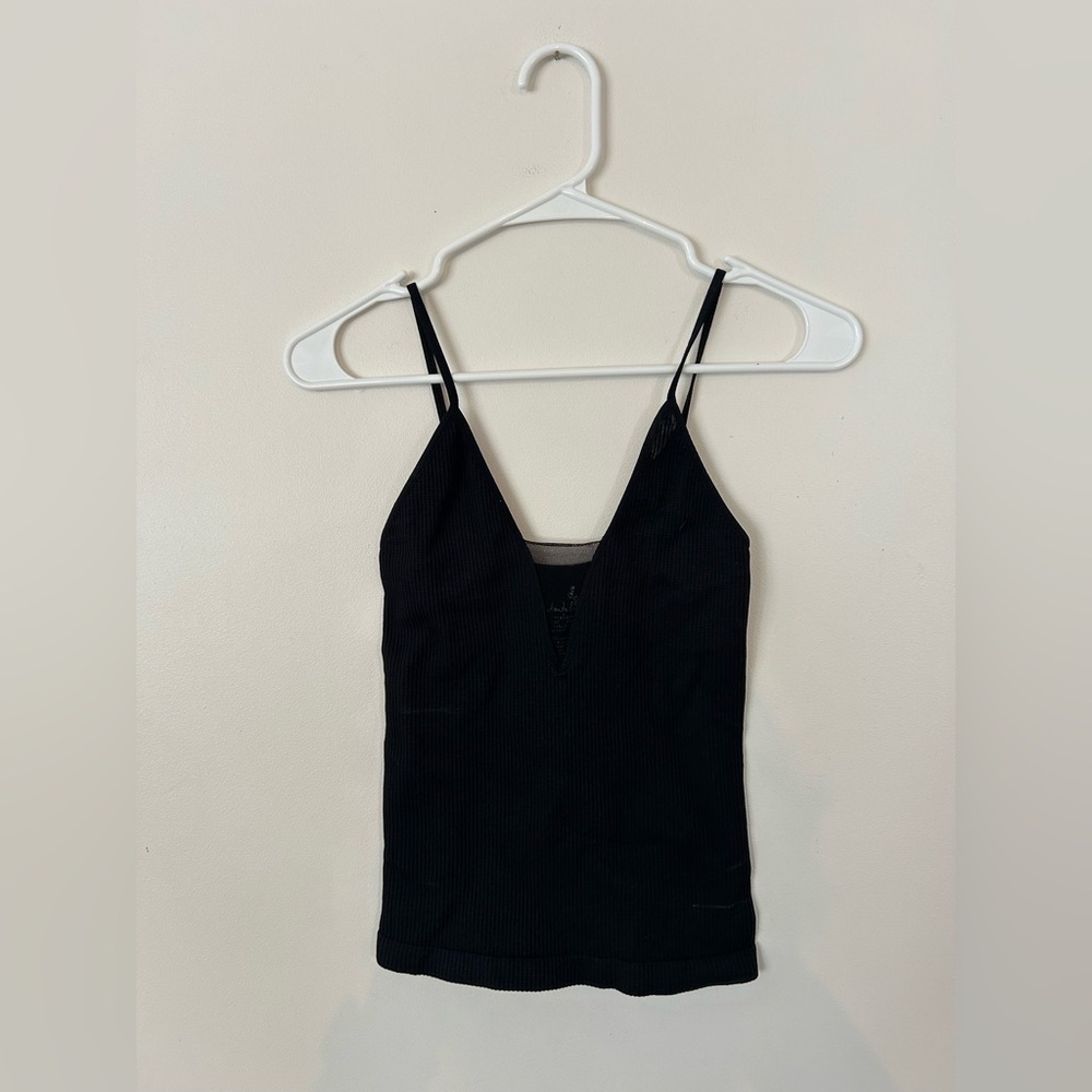 Free People Intimately Black Ribbed Full Length Tank Top XS/S